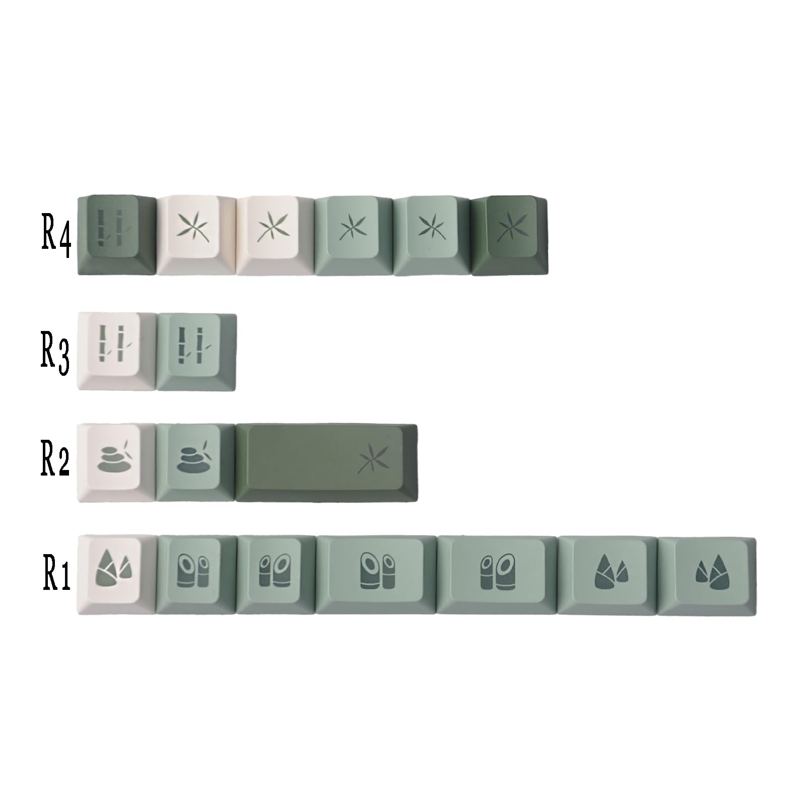Pbt Bamboo Forest Keycaps For Mechanical Keyboard 60% 65% 75% Cherry Profile Green White Keycaps Dye Sub Custom Gaming Keyboard